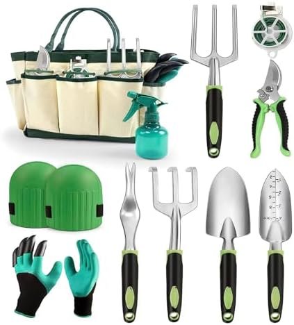 Alt Text for image 1: Complete 11-Piece Gardening Tools Set with Tote