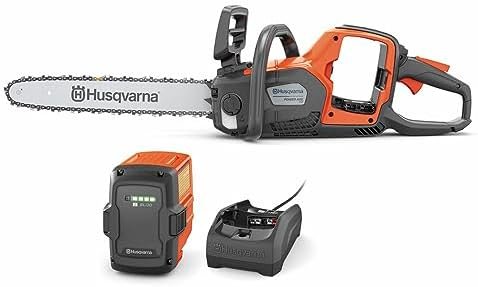 Alt Text for image 1: Husqvarna Power Axe 350i Cordless Electric Chainsaw Side View
