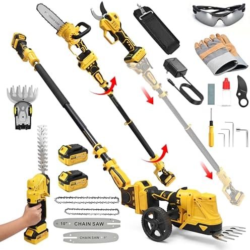 Alt Text for image 1: Comprehensive view of the 8-in-1 cordless garden tool combo showcasing various attachments
