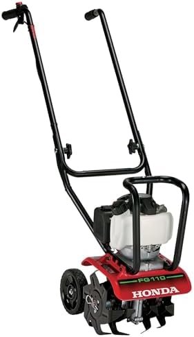 Alt Text for image 1: Honda FG110 Mini Tiller in action in a garden