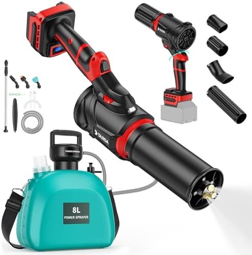 Alt Text for image 1: 3-in-1 Mist Blower Sprayer showcasing compatibility with Milwaukee 18V Battery