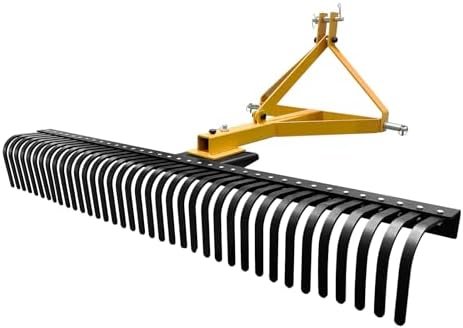 Alt Text for image 1: Garvee 6 FT Landscape Rake attached to a tractor