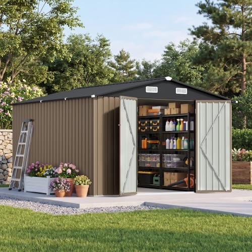 Alt Text for image 1: Patiowell 10x10 FT Storage Shed Front View