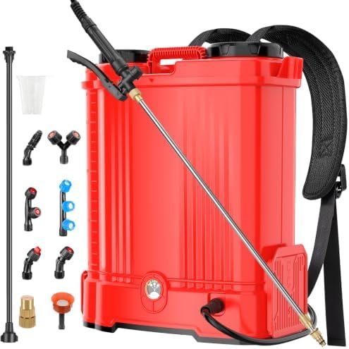 Alt Text for image 1: Battery Powered Backpack Sprayer with Telescopic Wand and 7 Nozzles